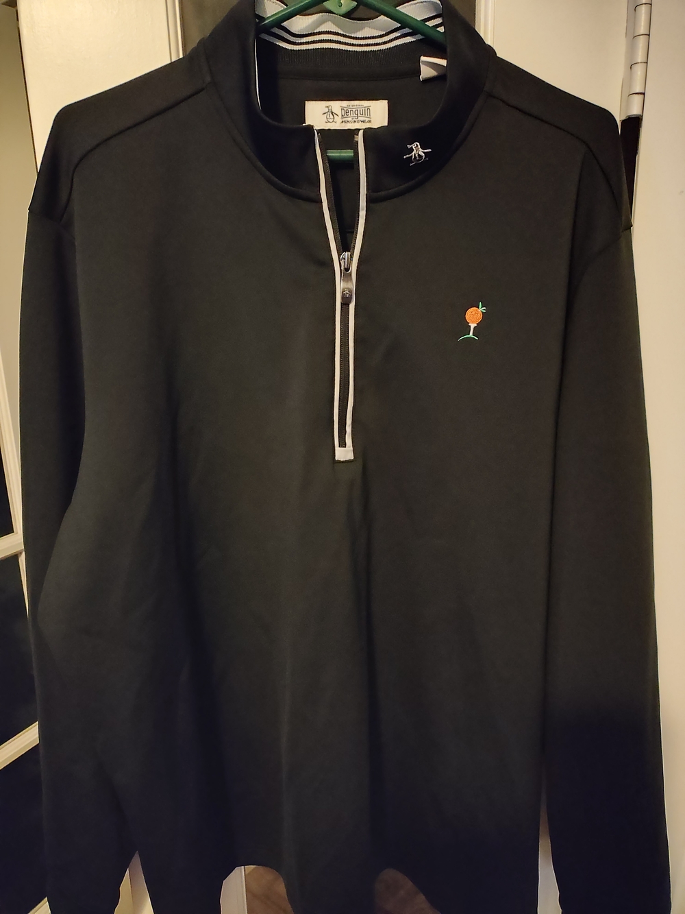 Original Penguin Black Half-Zip Pullover with Orange Logo